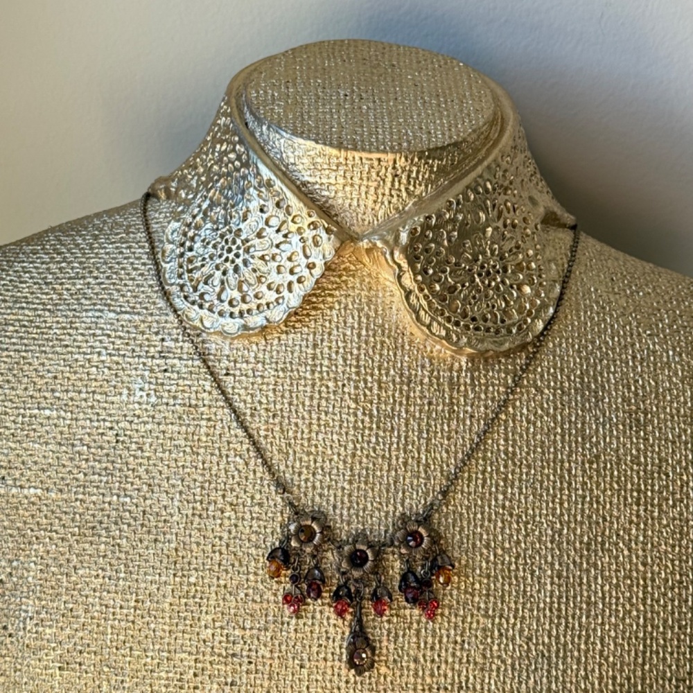 VINTAGE MICHAL NEGRIN Necklace Floral Crystal Rhinestone Feminine Lightweight - Picture 5 of 7